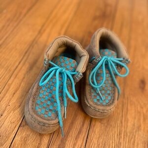 Toddler Brown and Blue Moccasins Casual Comfort